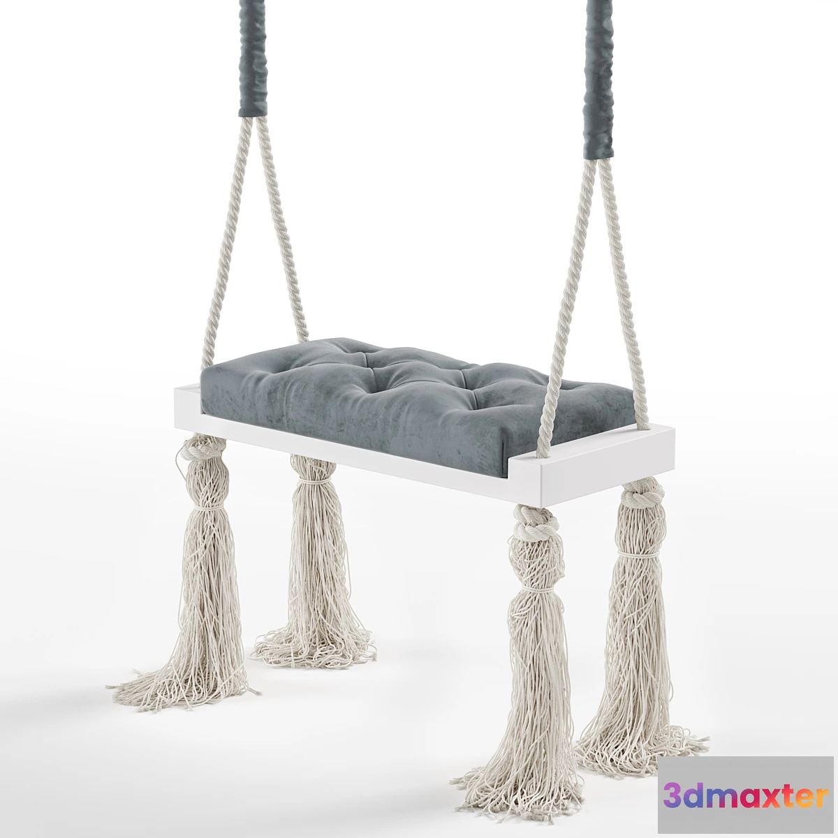 778141 - Quilted Wooden Indoor Swing rope hanging chair