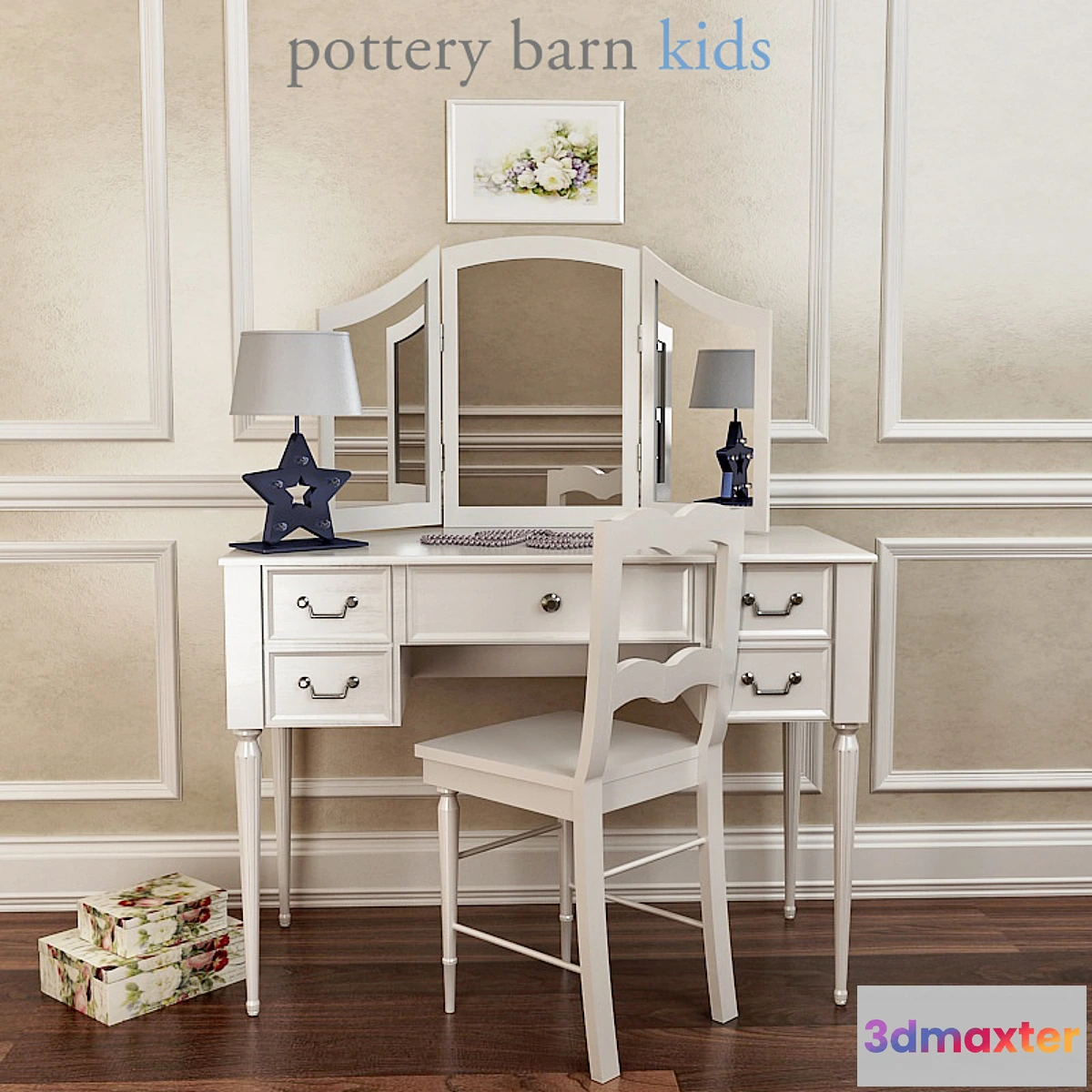 805106 - Pottery Barn Blythe Desk And Mirror Vanity Hutch