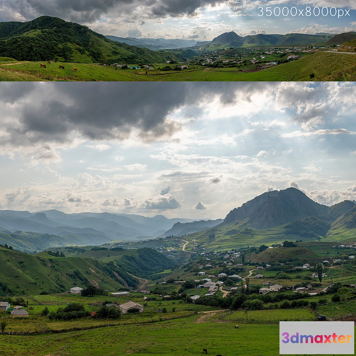 1352434 - Mountain village. Panorama 35k 3D Max