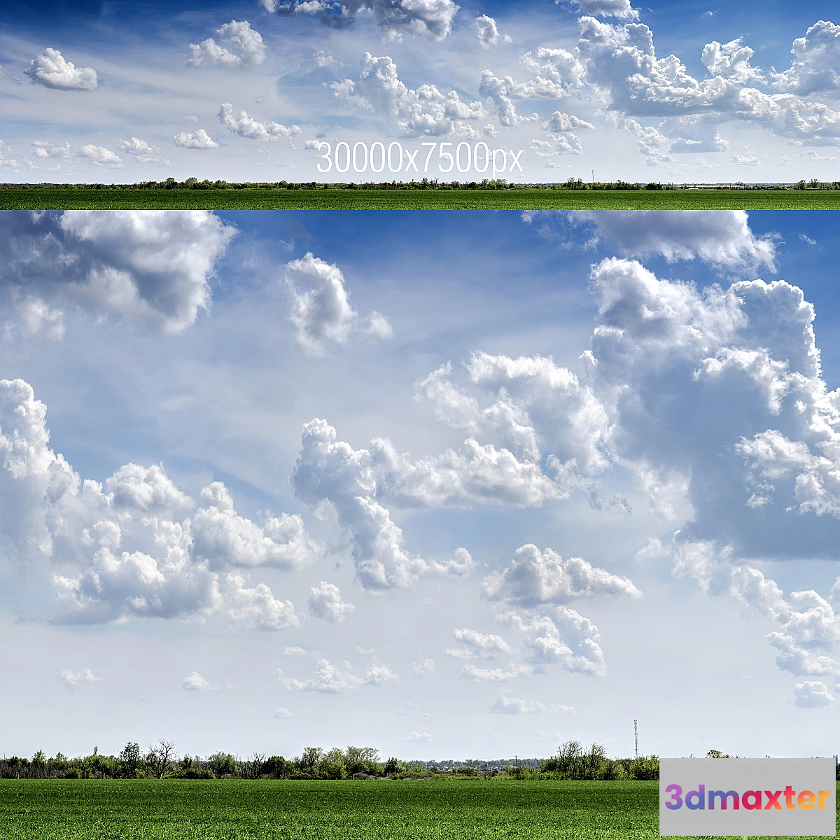 1393018 - Clouds over green field 3D Max