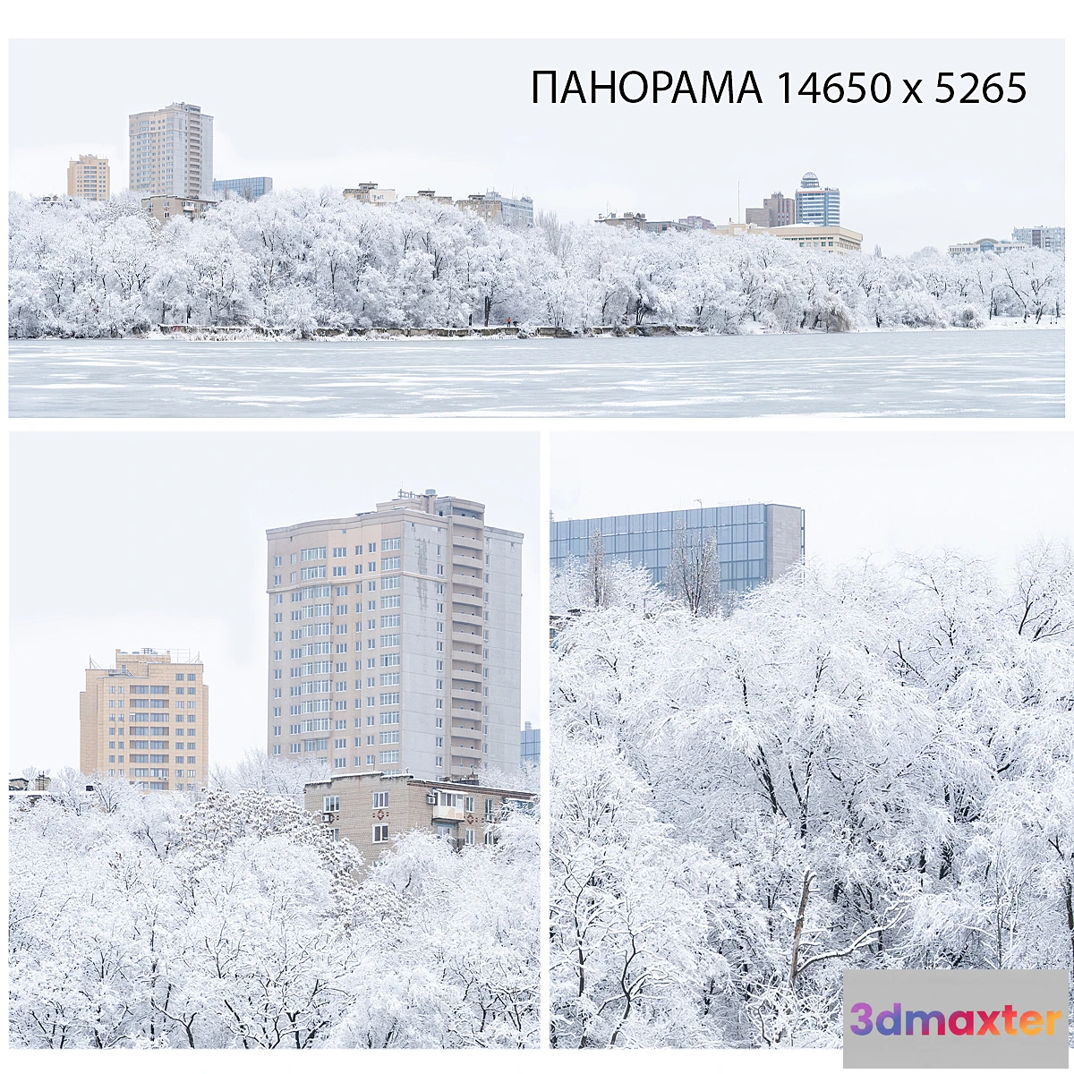 1393386 - Winter panorama. Lake view. 3D Max