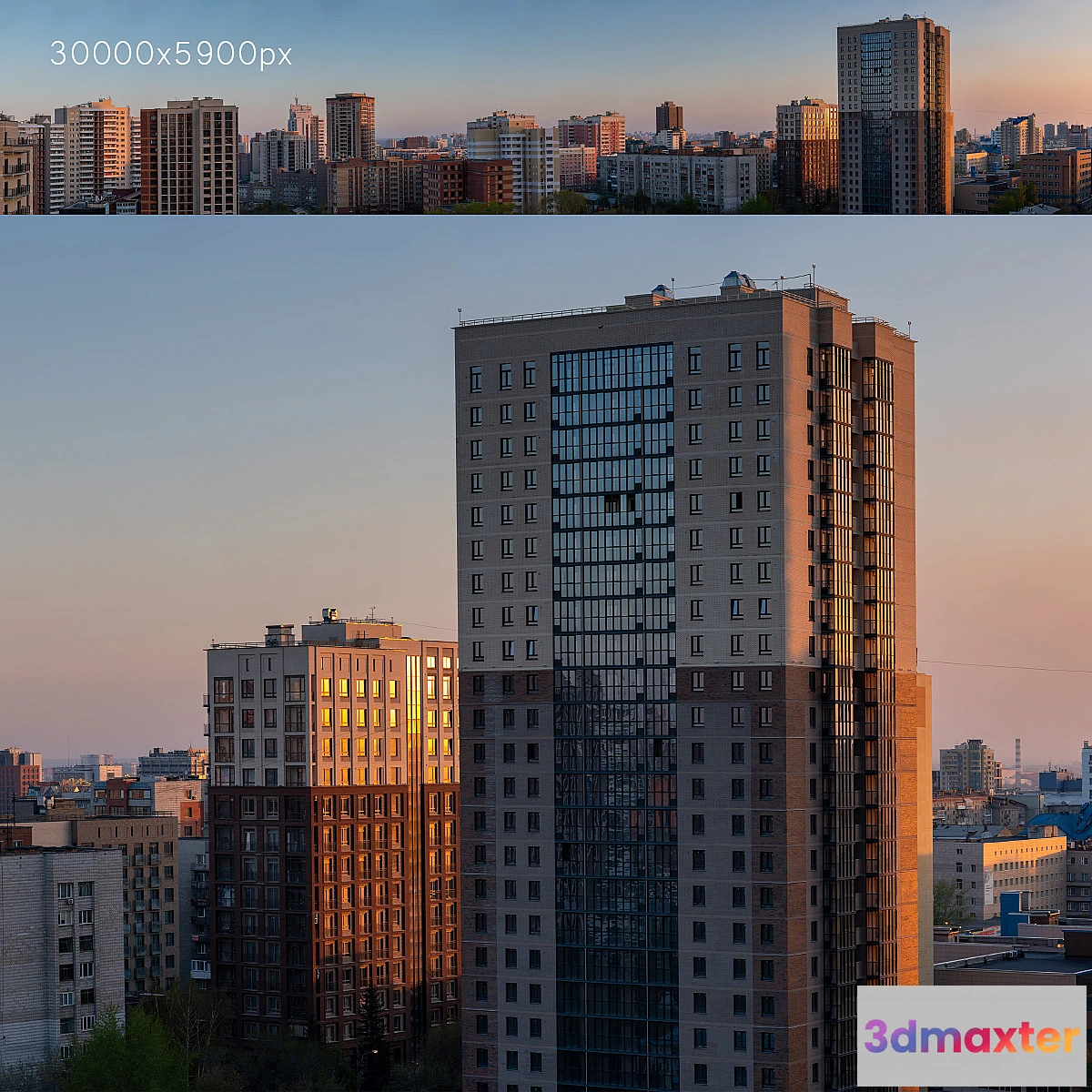 590060 - Panorama of Novosibirsk from the center in the morning. 30k