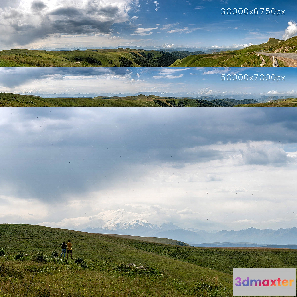 752585 - Panorama with Elbrus and hills. 2 pcs. 30-50k