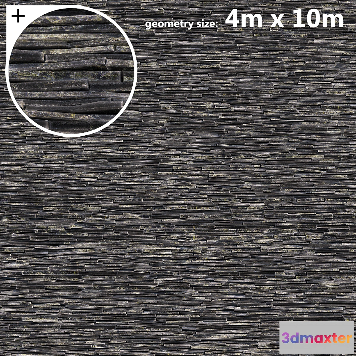 1288824 - Slate Stone Wall 4x10m 3D Max