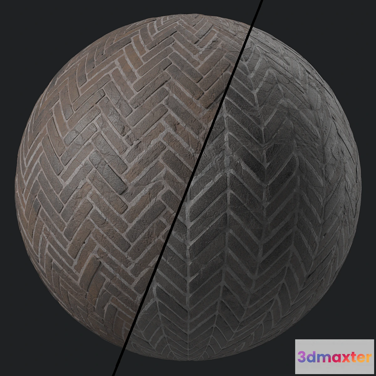 1293787 - Pavement Materials 46- HerringBone Stone Paving  Sbsar Pbr 4k Seamless 3D Max