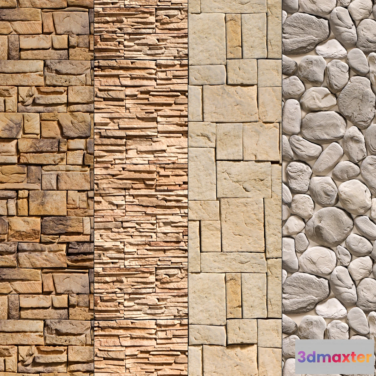 1295606 - Stone Walls set 9 - Vray Material 3D Max