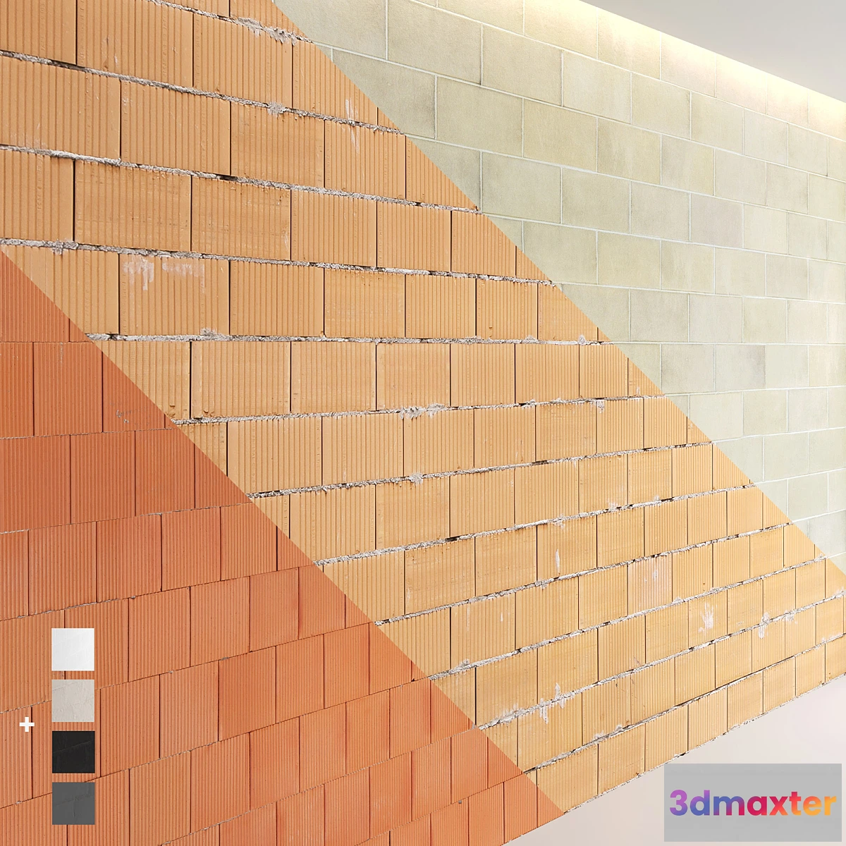 1301013 - Block wall set 02 3D Max