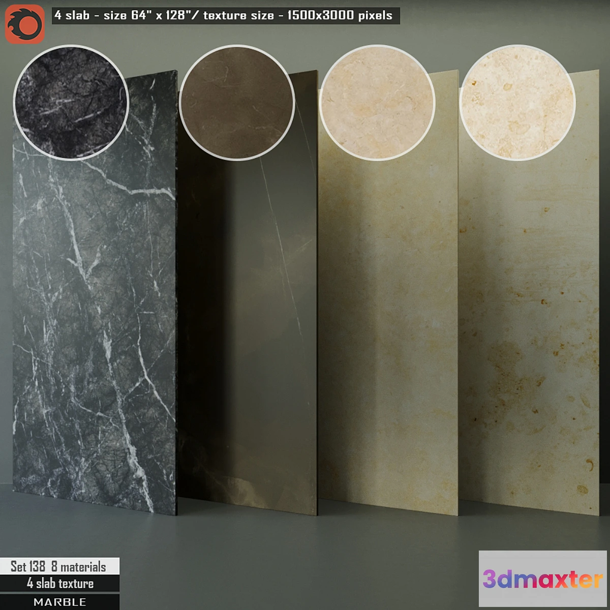 1312817 - Marble Slab Set 138 3D Max