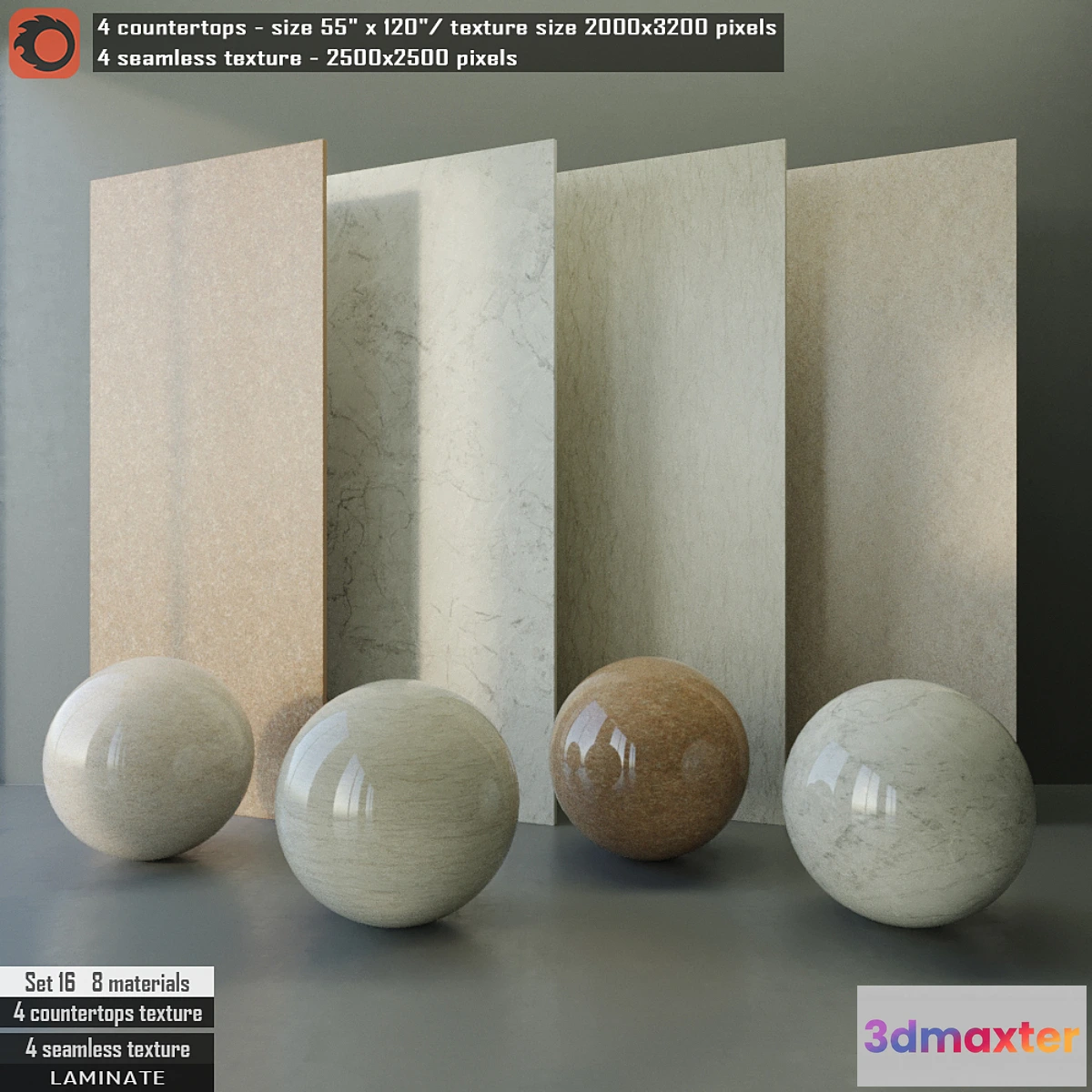 1312821 - Laminate countertops & Seamless texture Set 16 3D Max