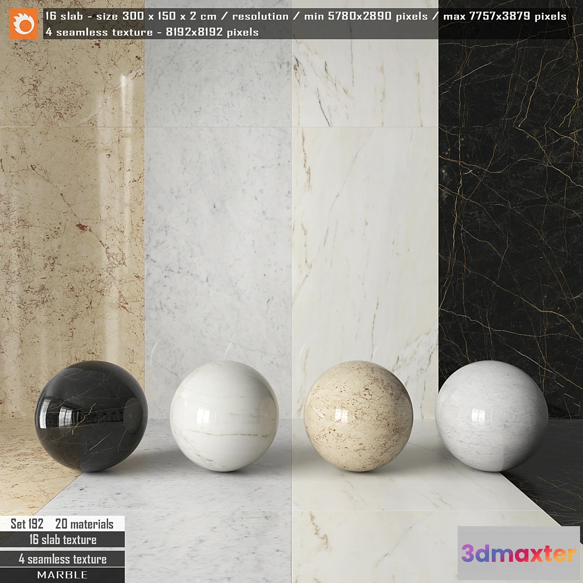 1312967 - Marble slab & Seamless texture Set 192 3D Max
