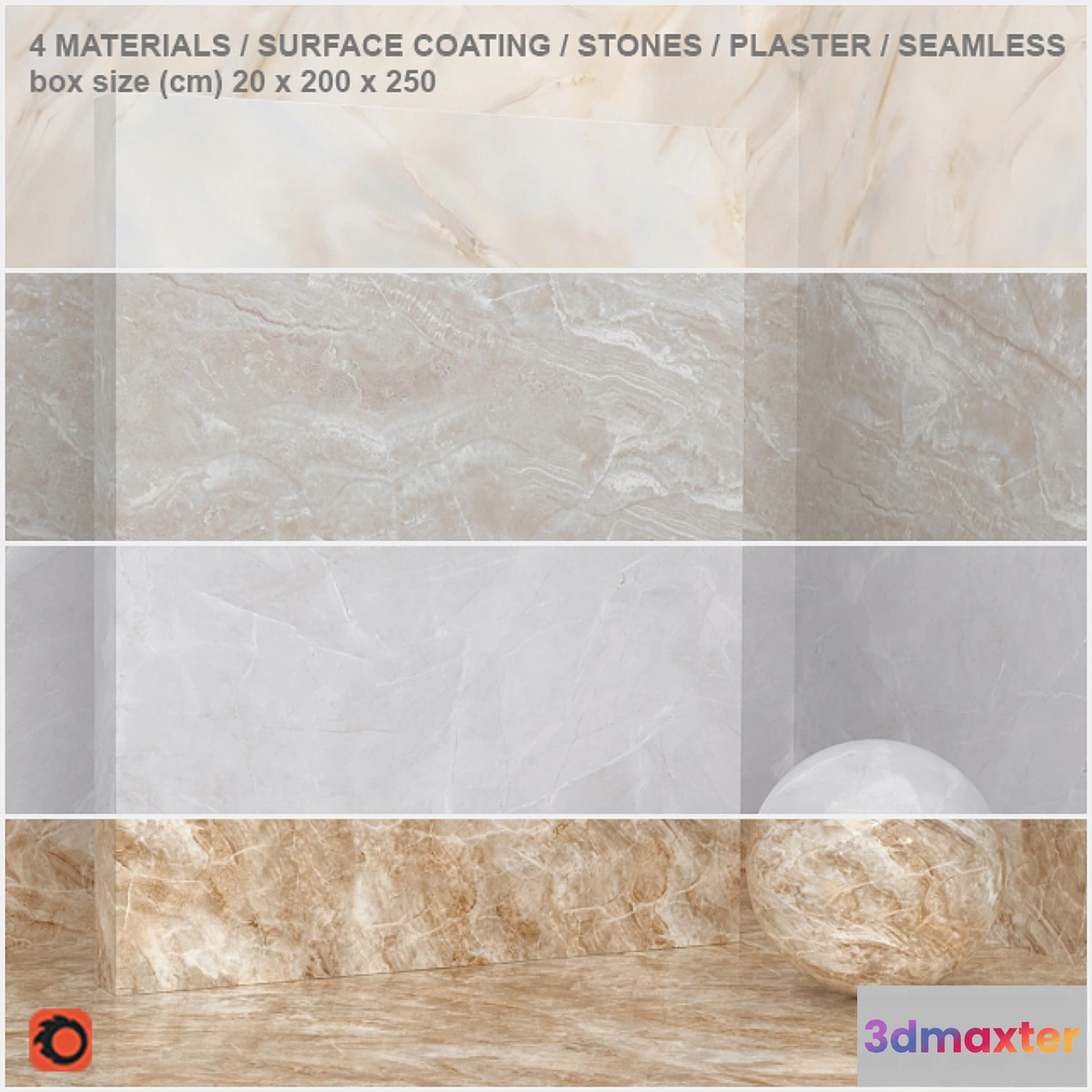 1327673 - 4 materials (seamless) - stone plaster - set 6 3D Max