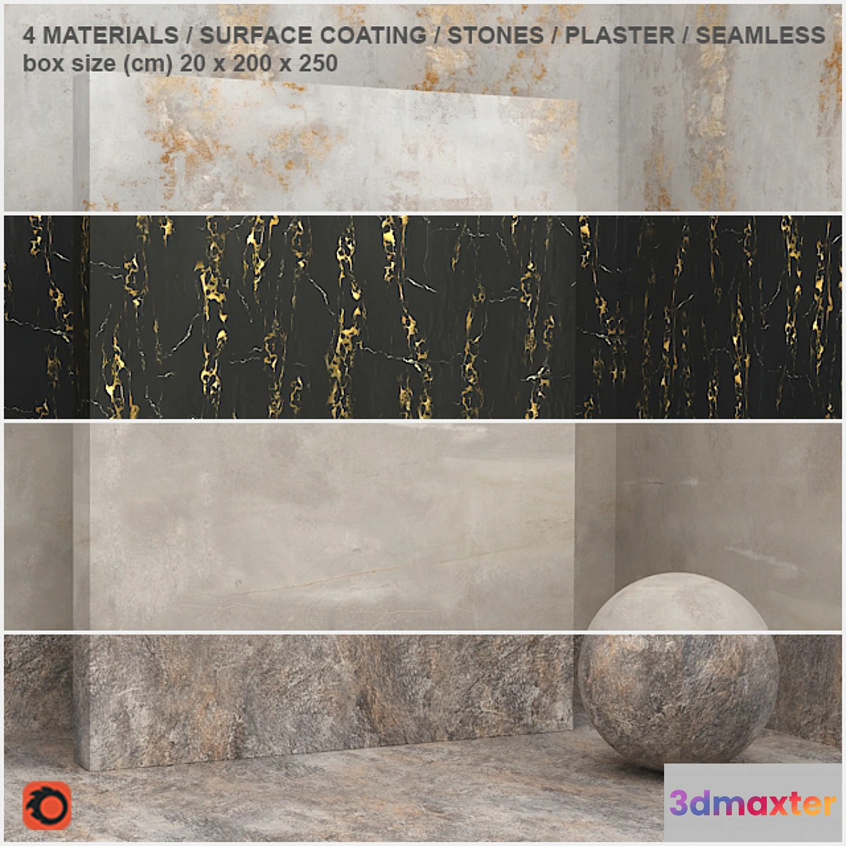 1327770 - 4 materials (seamless) - stone plaster - set 5 3D Max