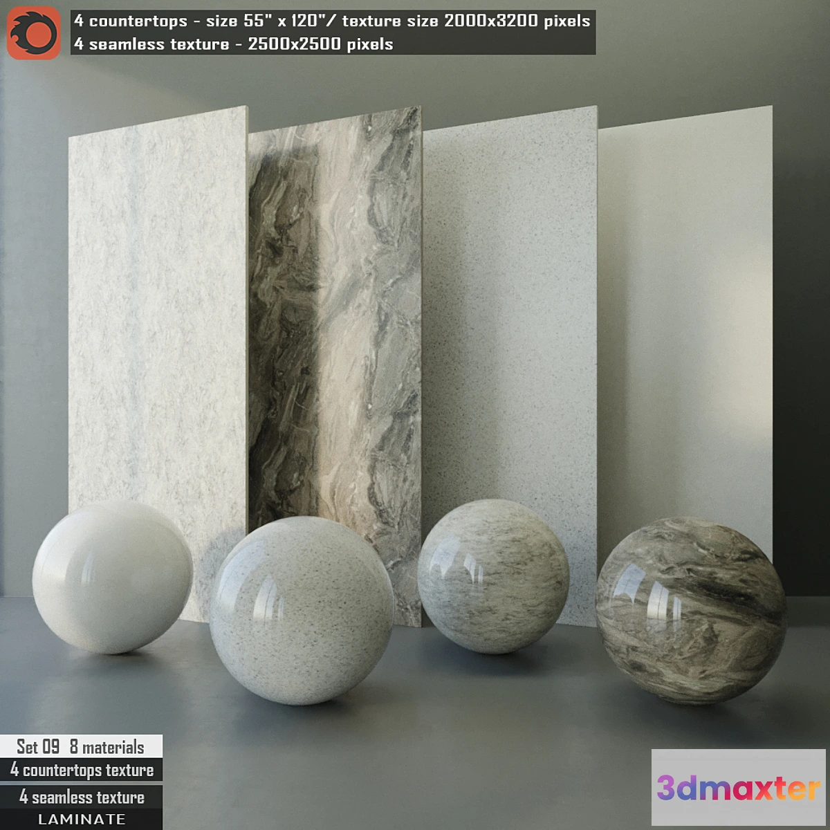 1328091 - Laminate countertops & Seamless texture Set 09 3D Max