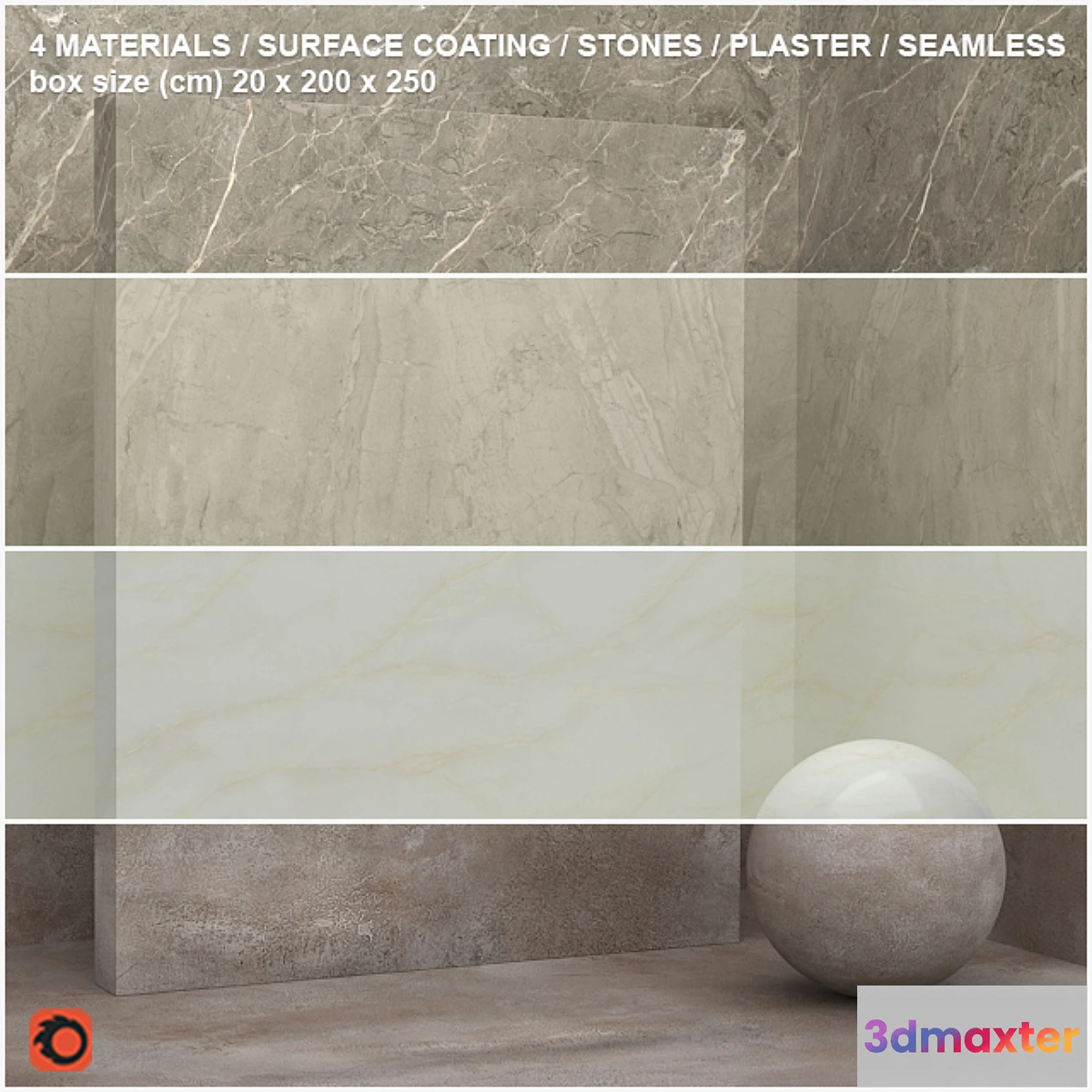 1349116 - 4 materials (seamless) - stone plaster - set 13 3D Max