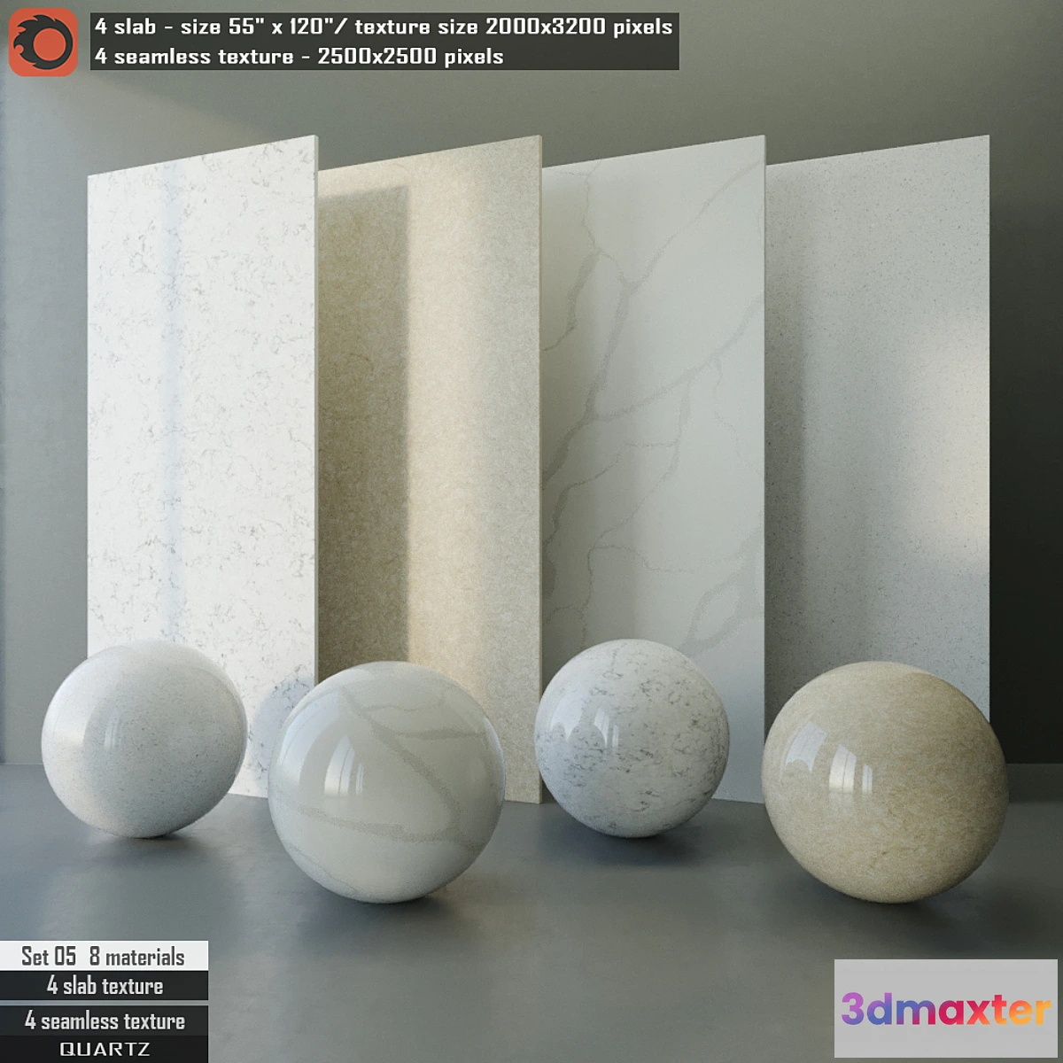 1398372 - Quartz slab & Seamless texture Set 05 3D Max