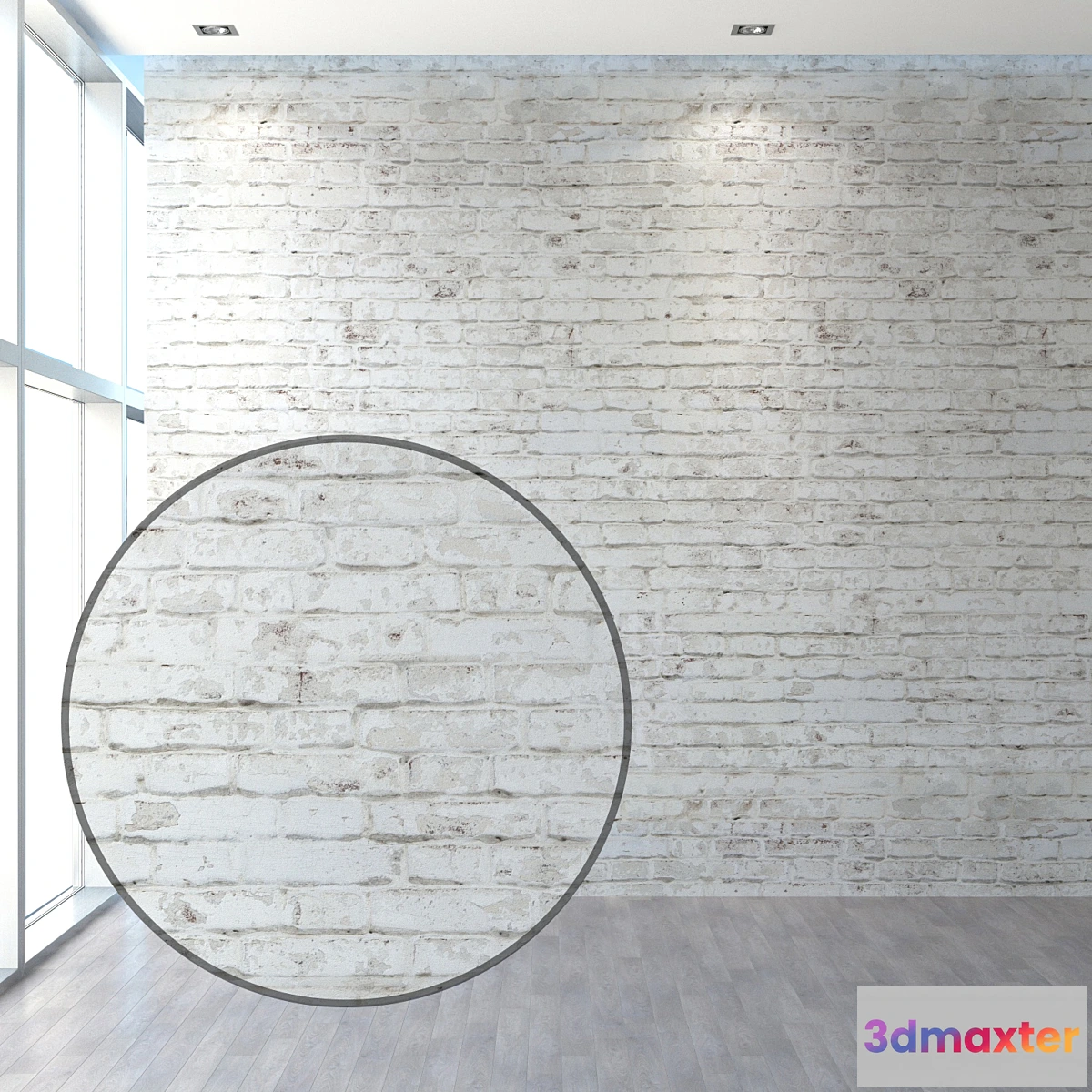 1402114 - Old brickwork made of white brick 3D Max