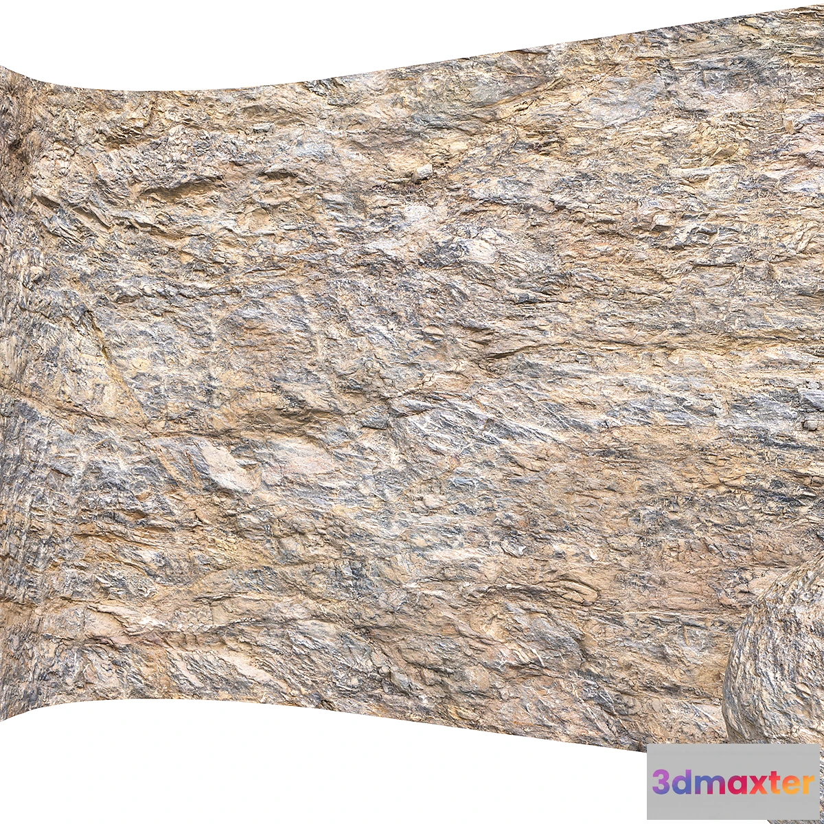 1409982 - Desert Stone Wall Rock Cliff 09 with 7K High Resolution Tileable Textures Corona & Vray 3D Max