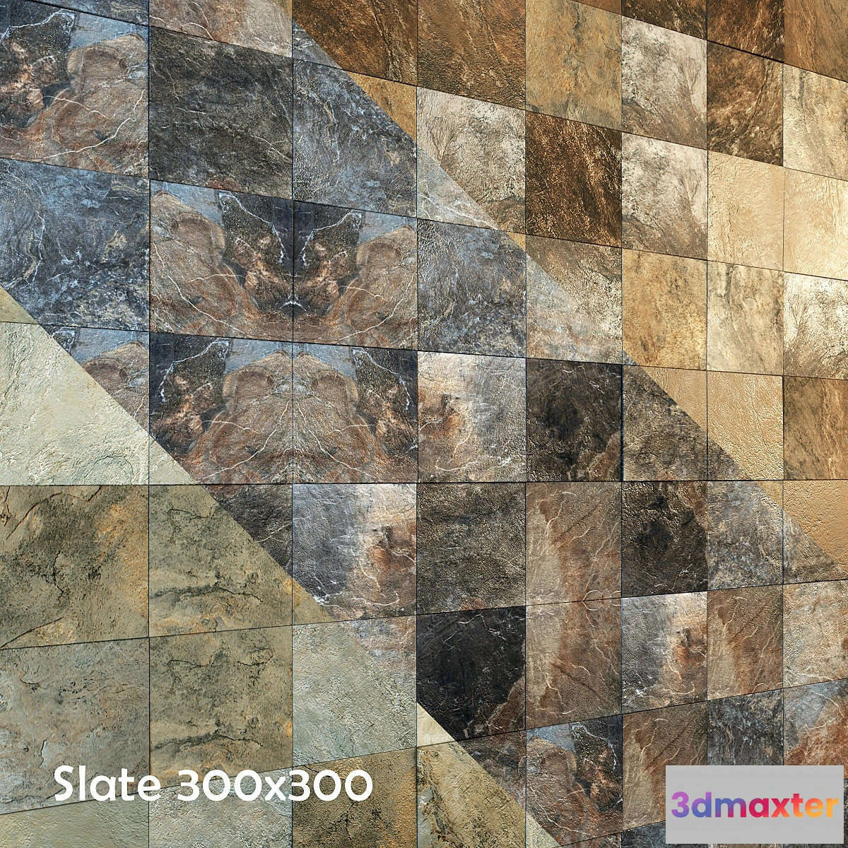 1421422 - Indian slate in three colors 3D Max