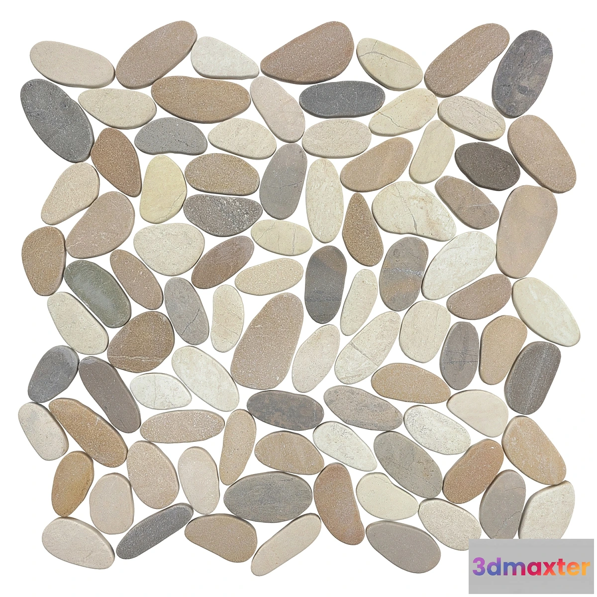 1421878 - ZEN HARMONY WARM BLEND FLAT PEBBLE MOSAICS 3D Max