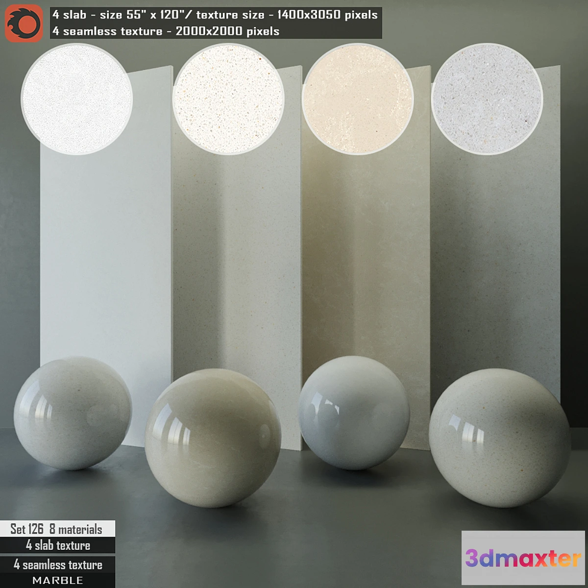 1428172 - Marble Slab & Seamless texture Set 126 3D Max