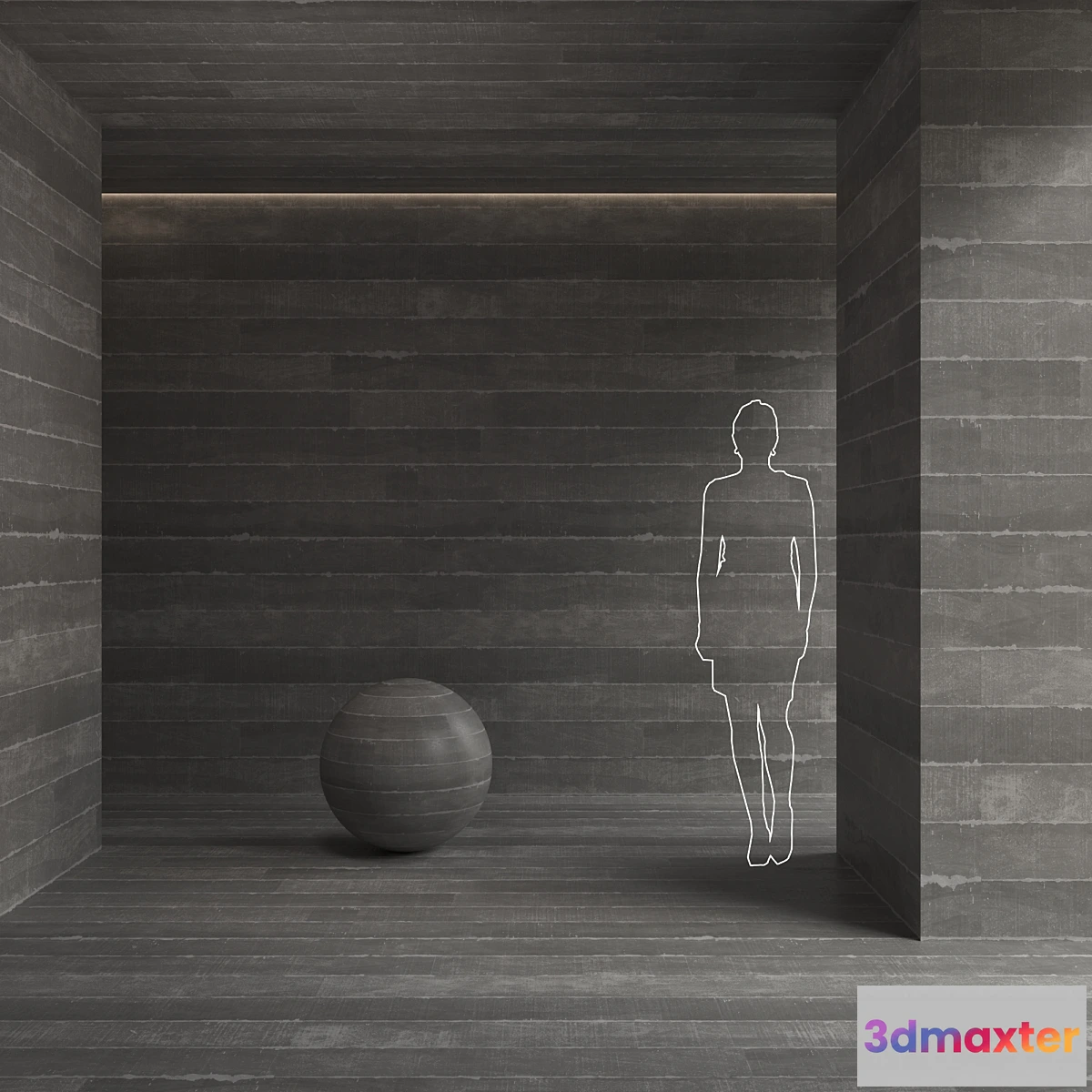 1457984 - Concrete wall made from wood formwork 3D Max