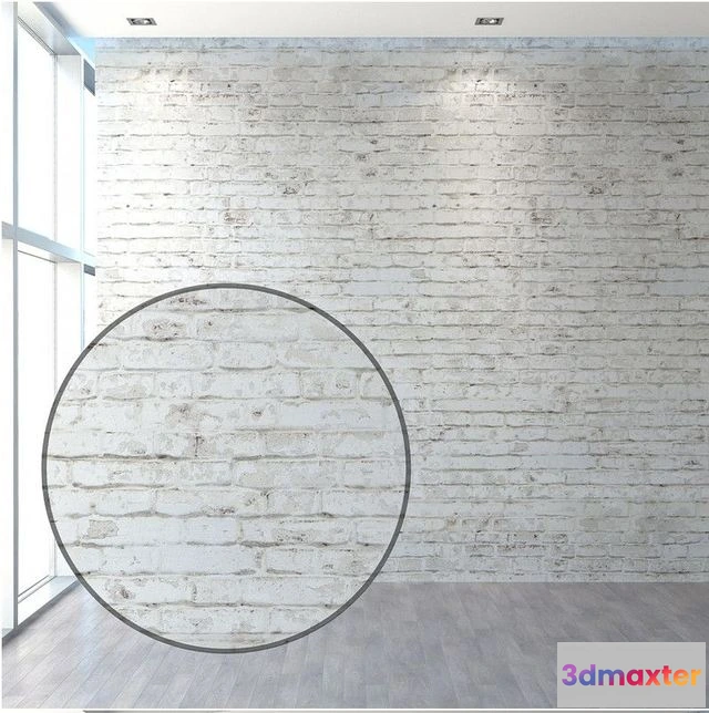1538500 - Old brickwork made of white brick 3D Max