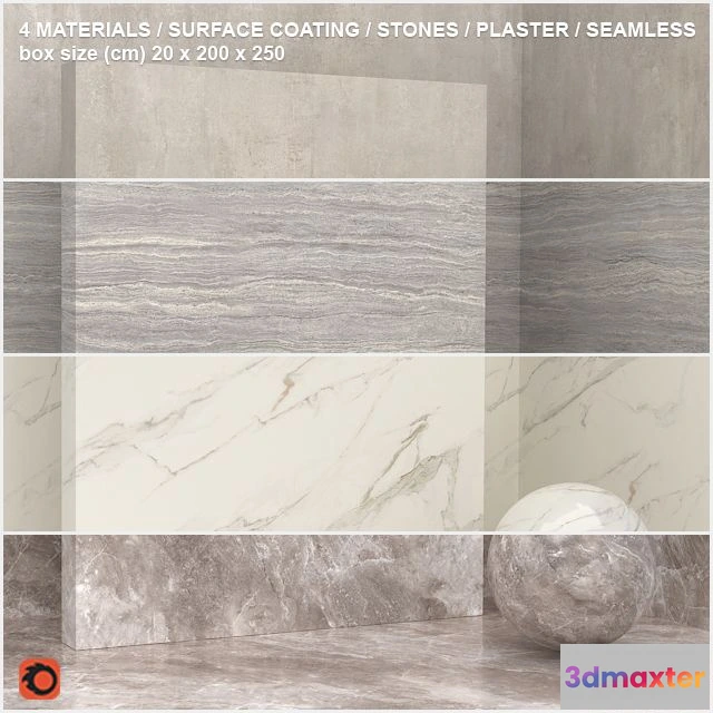 1547975 - 4 materials (seamless) - stone plaster - set 7 3D Max
