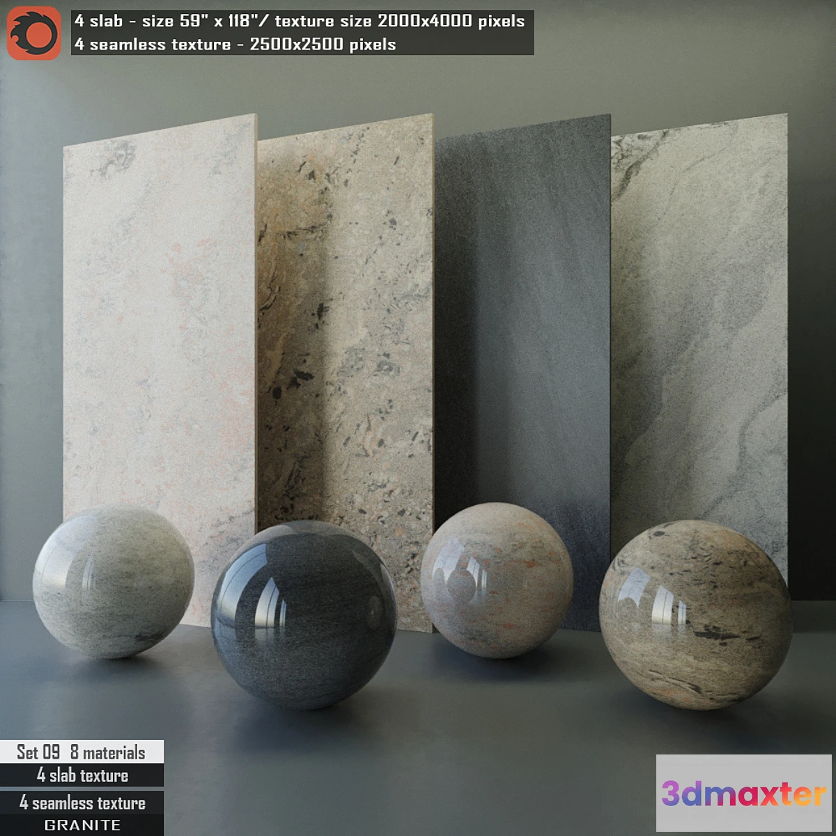 664255 - Granite slab & Seamless texture Set 09