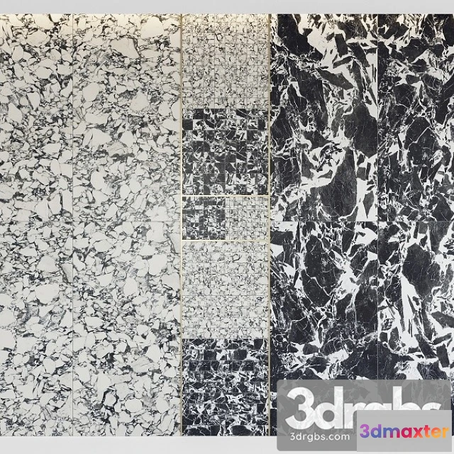 999640 - Floor Gres Pebble Fragment BW Marble Set 3