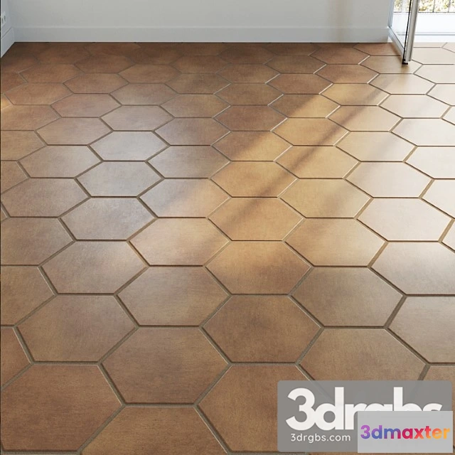 1000380 - Ceramic Tile Set 03 Hexagon Natural Terracotta
