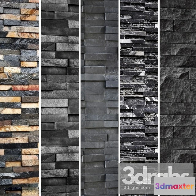 1000454 - Collection of black stone. Slate.