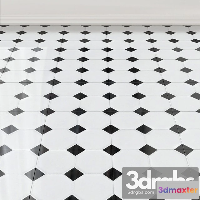 1000582 - FestivalWhite and Black Dot Octagonal II Porcelain Mosaic