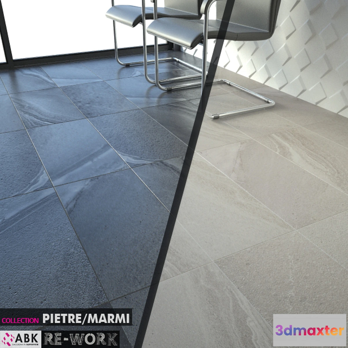 1275558 - ABK COLLECTION PIETRE MARMI RE-WORK SINGLE BLACK SILVER Set 3 05 3D Max