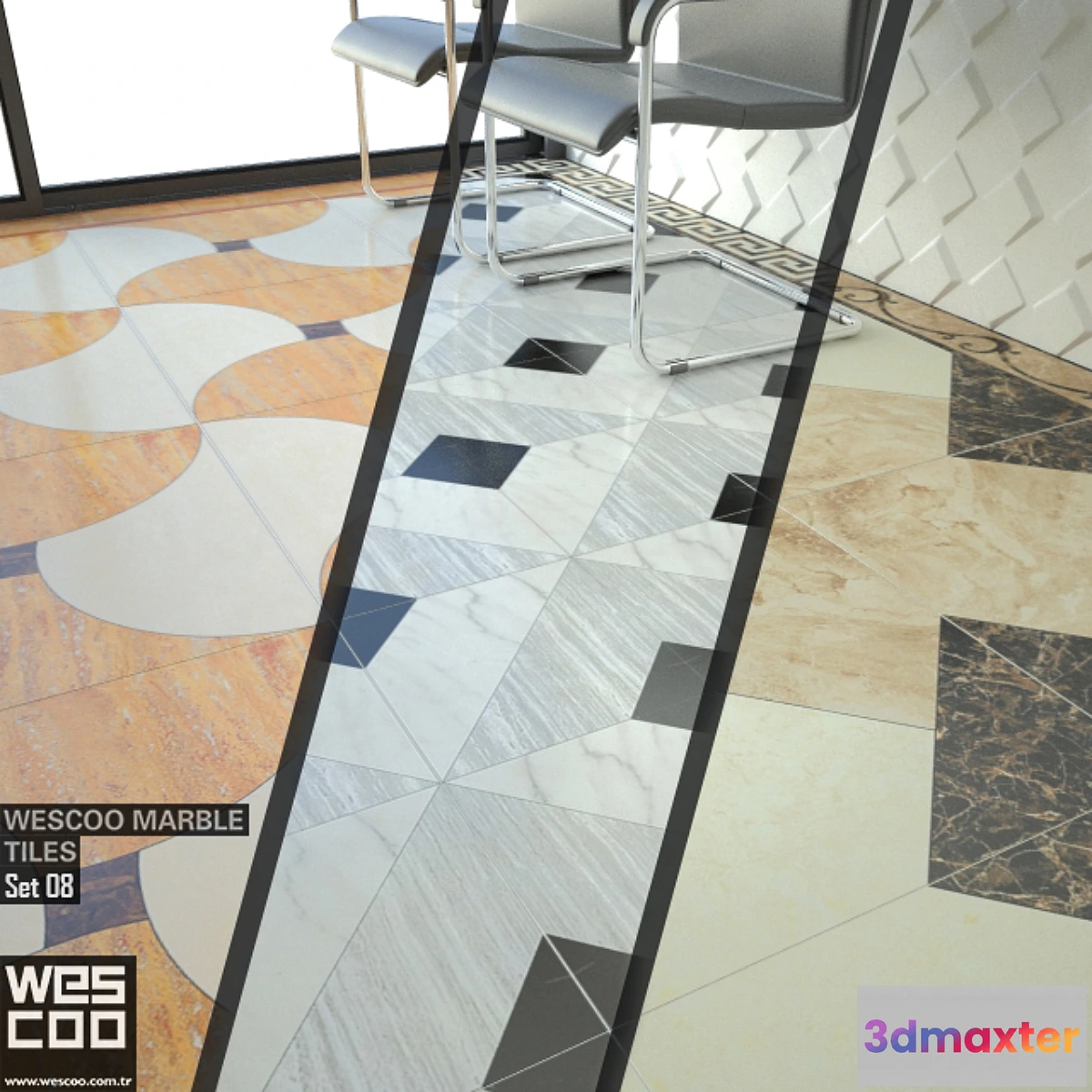 1285664 - WESCOO Marble Tiles WATERJET DECORS ACCESSORIES Set 08 3D Max