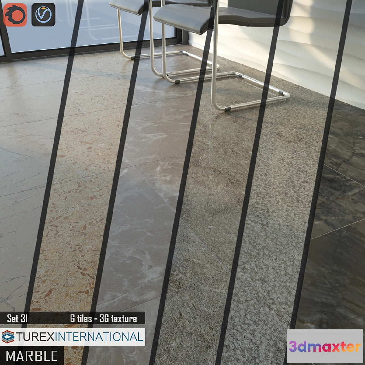 1287088 - TUREX INTERNATIONAL Marble Tiles Set 31 3D Max