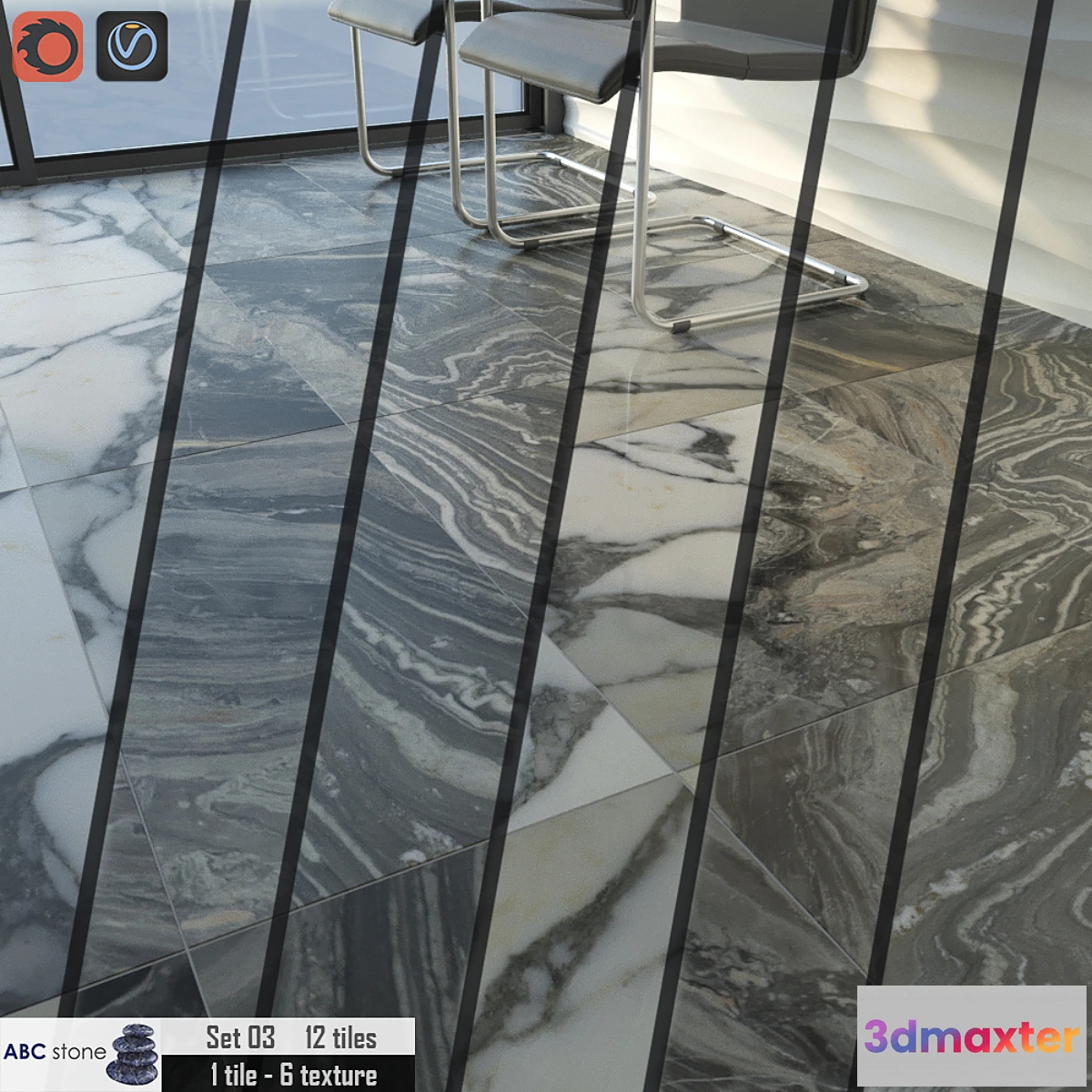 1289106 - ABC stone Set 03 3D Max