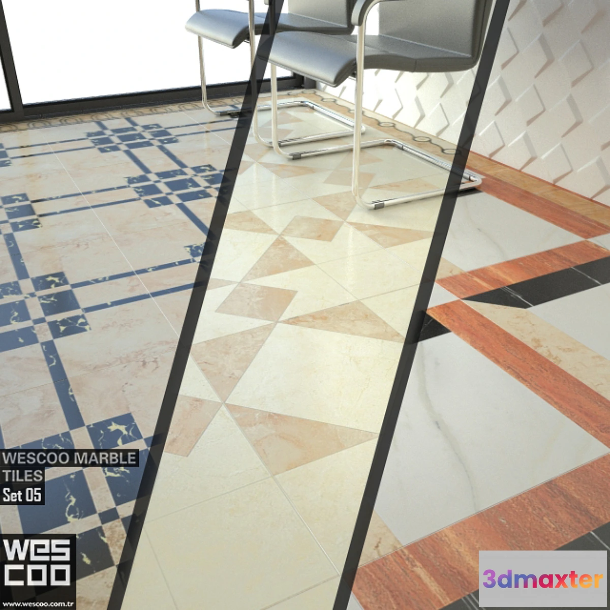 1291587 - WESCOO Marble Tiles WATERJET DECORS ACCESSORIES Set 05 3D Max