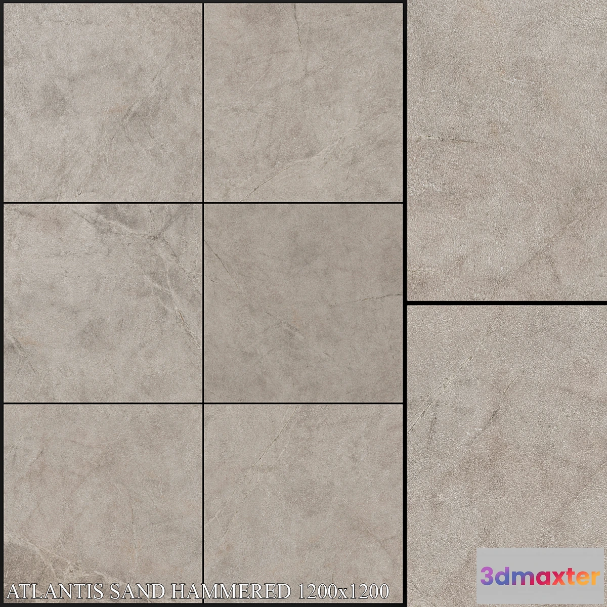 1300738 - ABK Atlantis Sand Hammered 1200×1200 - No.2 3D Max