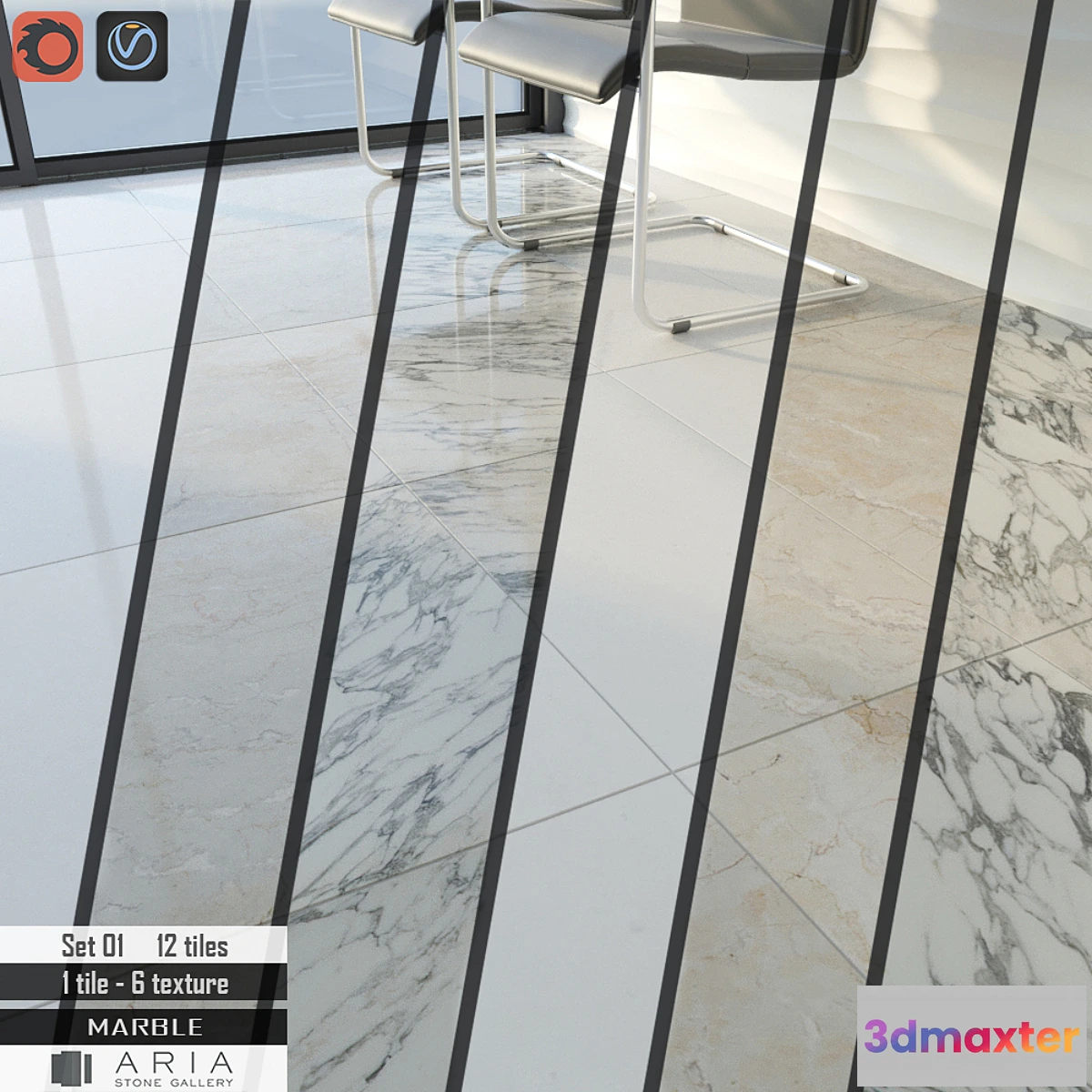 1300802 - Aria stone Gallery Set 01 3D Max