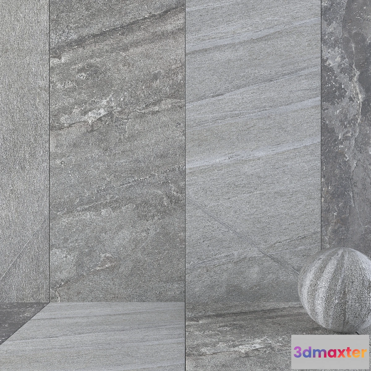 1308798 - Stone Wall Santorini Gray Set 2 3D Max