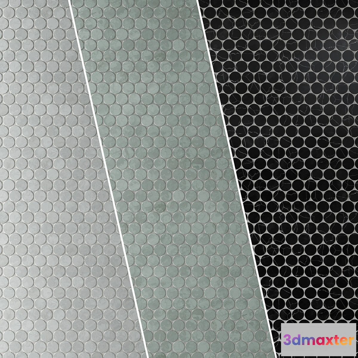 1309161 - Tile Monet Honed Marble Mosaic Circle Set 10 3D Max