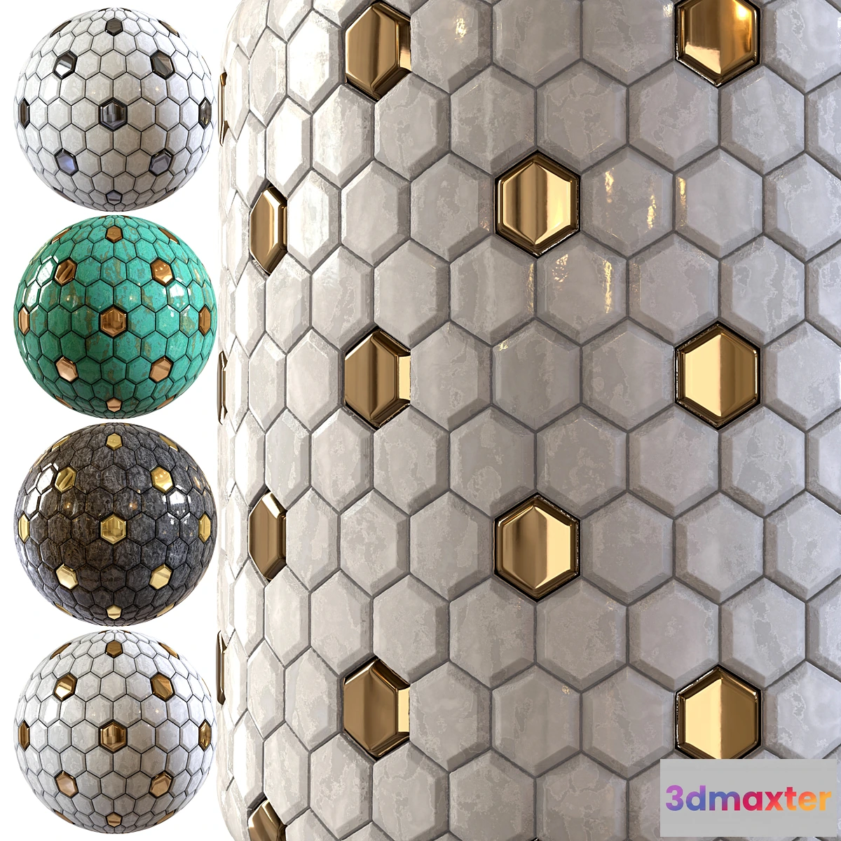 1317560 - steel and marble mix tile 002 3D Max