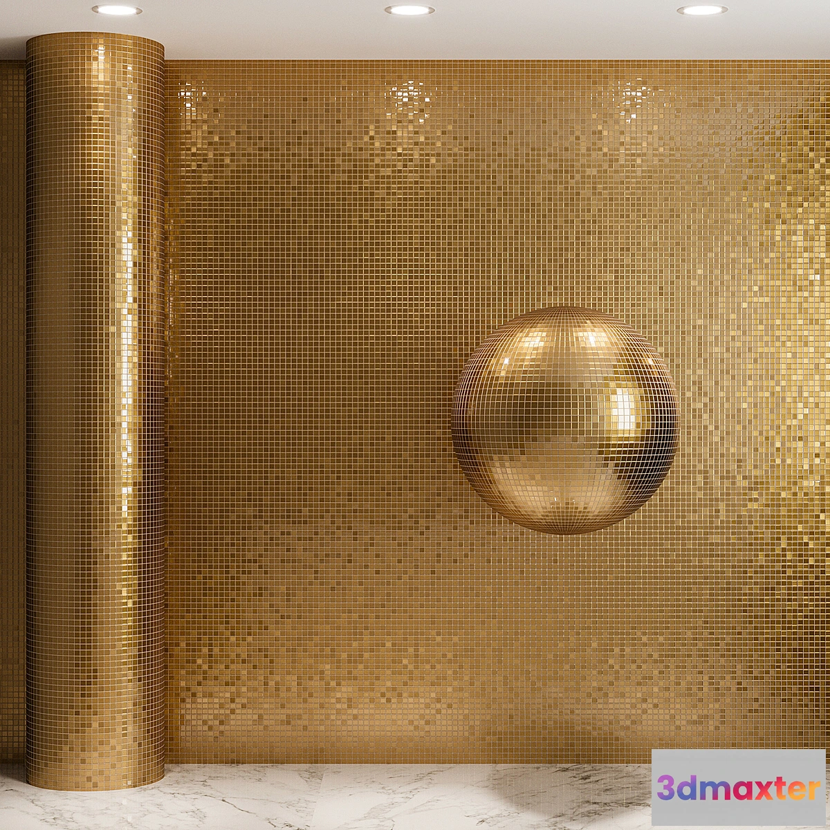 1329954 - Gold mosaic material on glass 3D Max