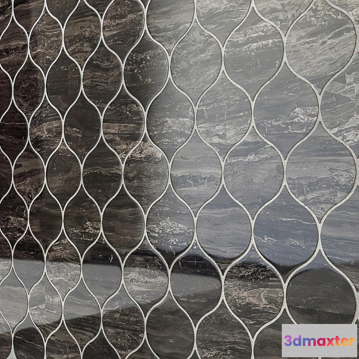 1334717 - Mosaic ATLAS CONCORDE MARVEL EDGE Absolute Brown Drop Mosaic 3D Max