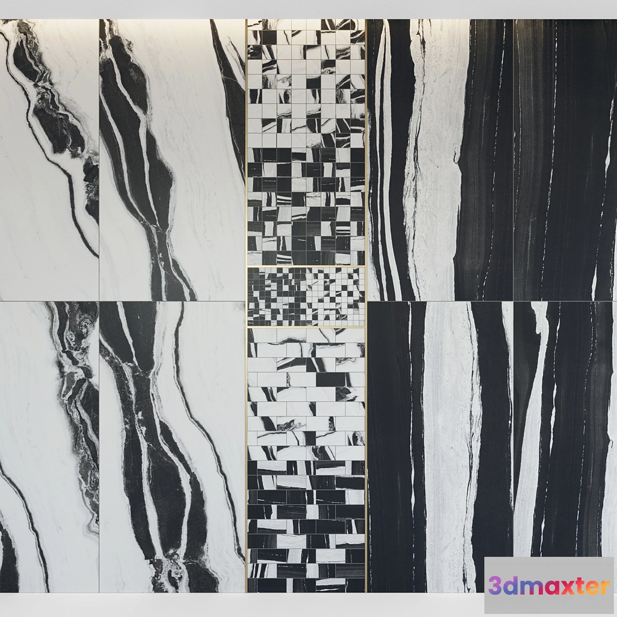 1337610 - Architectural Design Floor gres Wave Flow B&W MARBLE set 2 3D Max