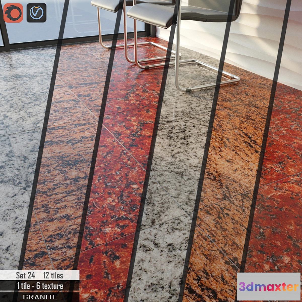 1347966 - Cosmo Stone Set 24 3D Max