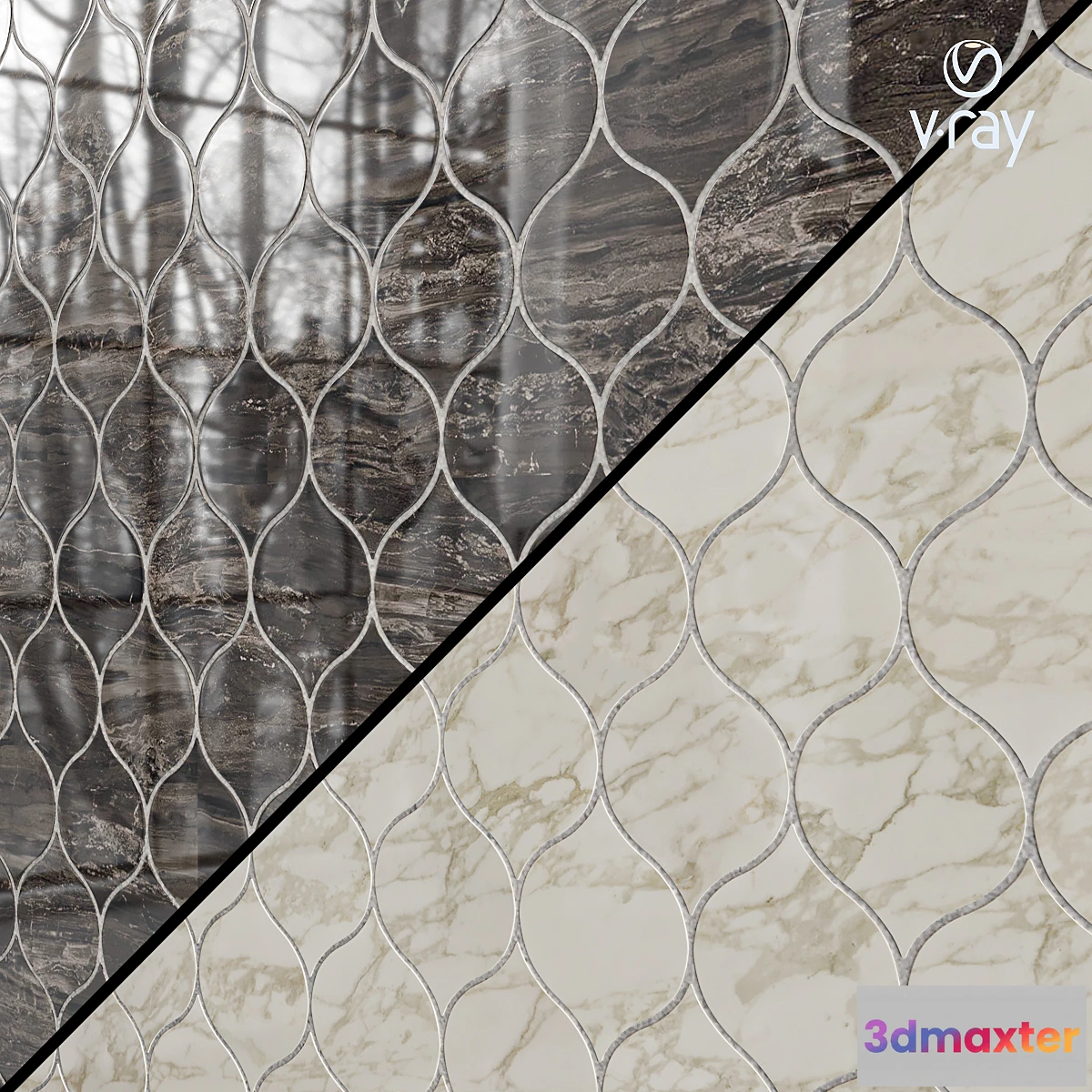 1349647 - Mosaic Ceramic tile ATLAS CONCORDE MARVEL EDGE Drop Mosaic 3D Max