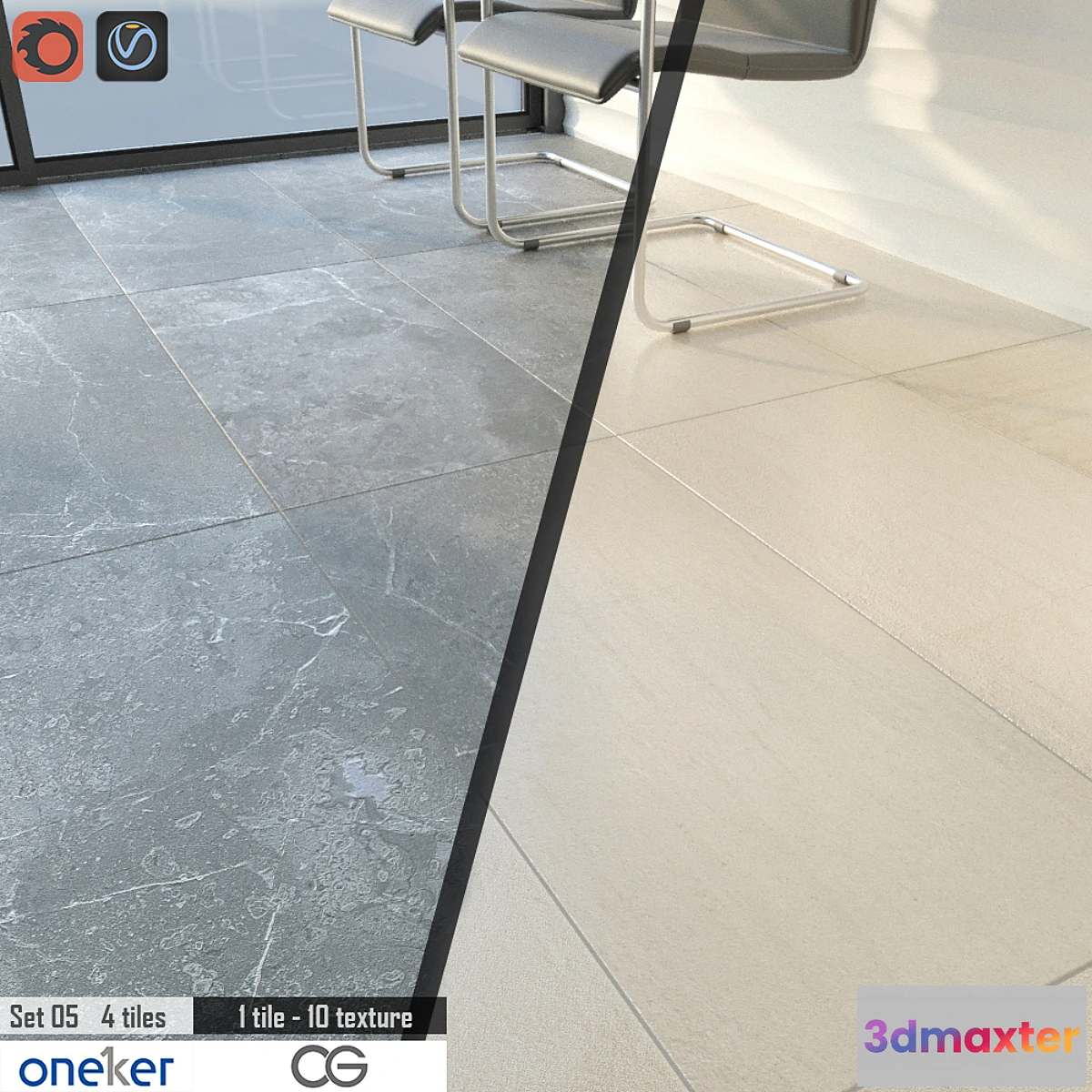 1351804 - Oneker Tile Set 05 3D Max