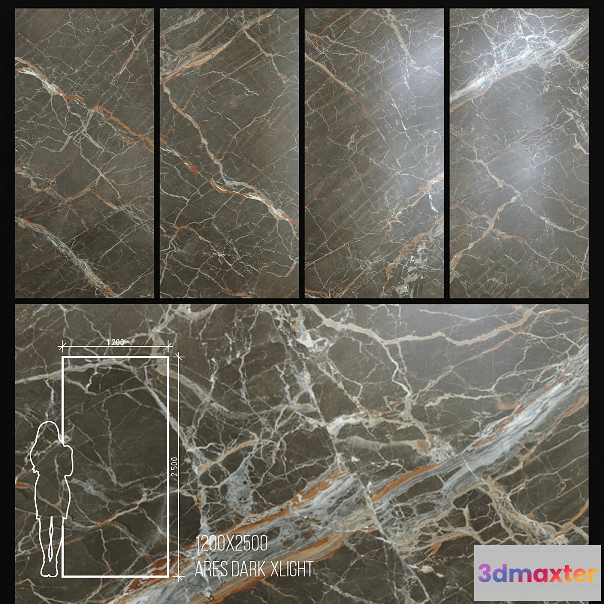 1354515 - Ceramic Tile Urbatek Xlight 1200X2500 Ares Dark 3D Max