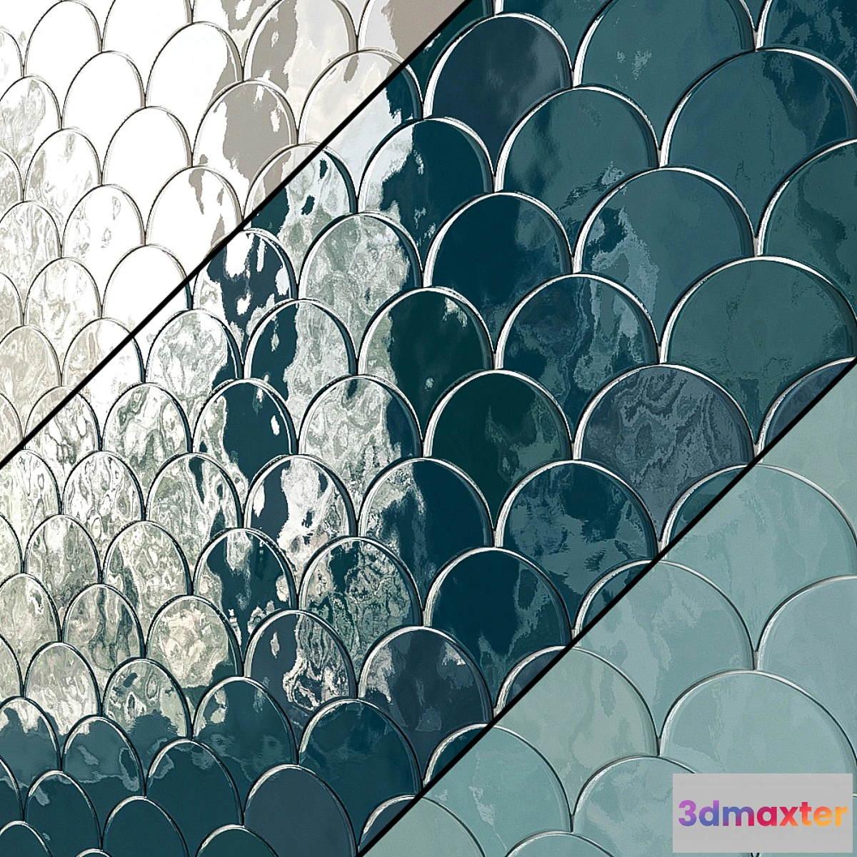 1356033 - Sorrento Wave Ceramic Wall Tile 7 Types 3D Max